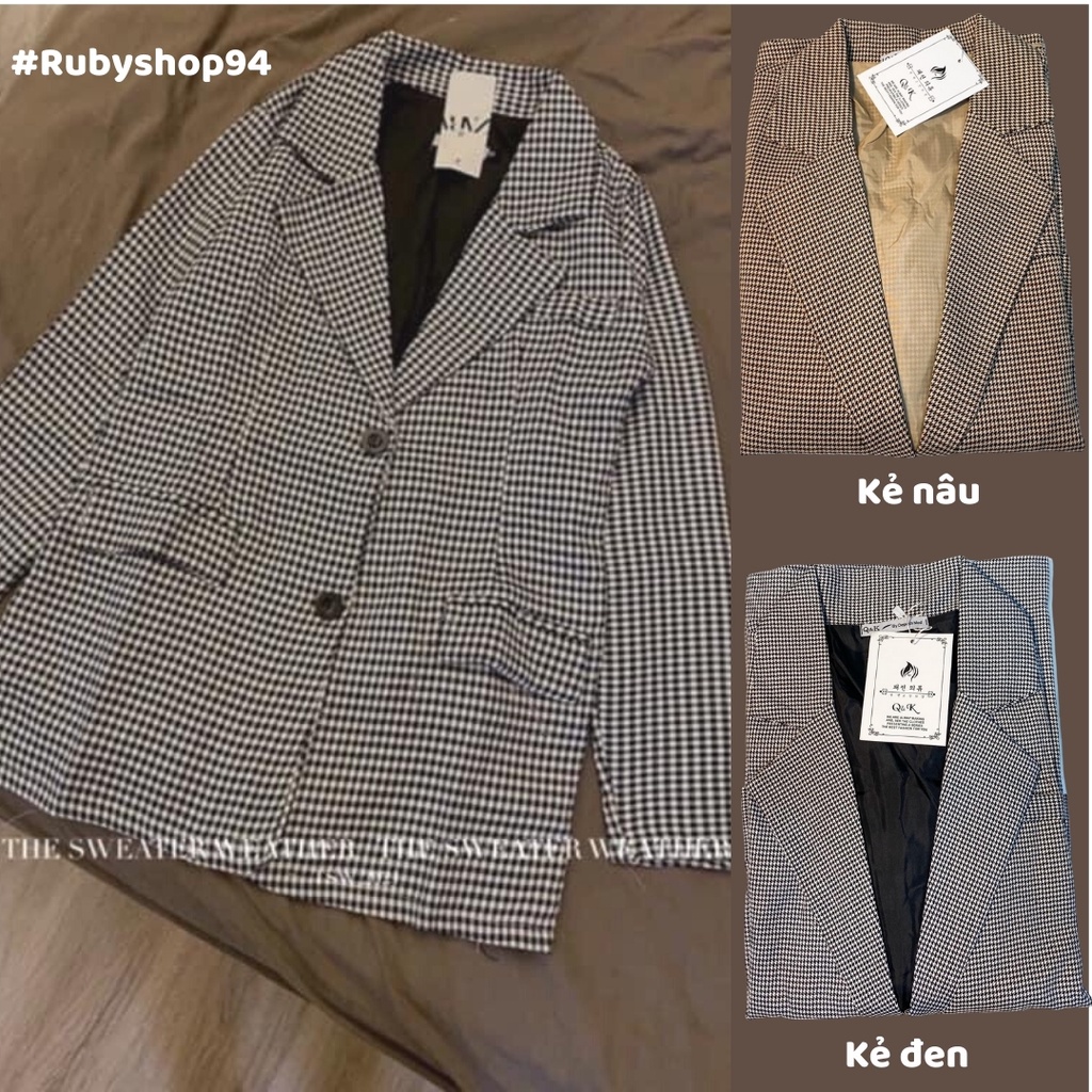 Áo Blazer nữ 2 lớp kiểu Hàn Quốc, Áo Vest nữ khoác ngoài kẻ nhỏ đẹp