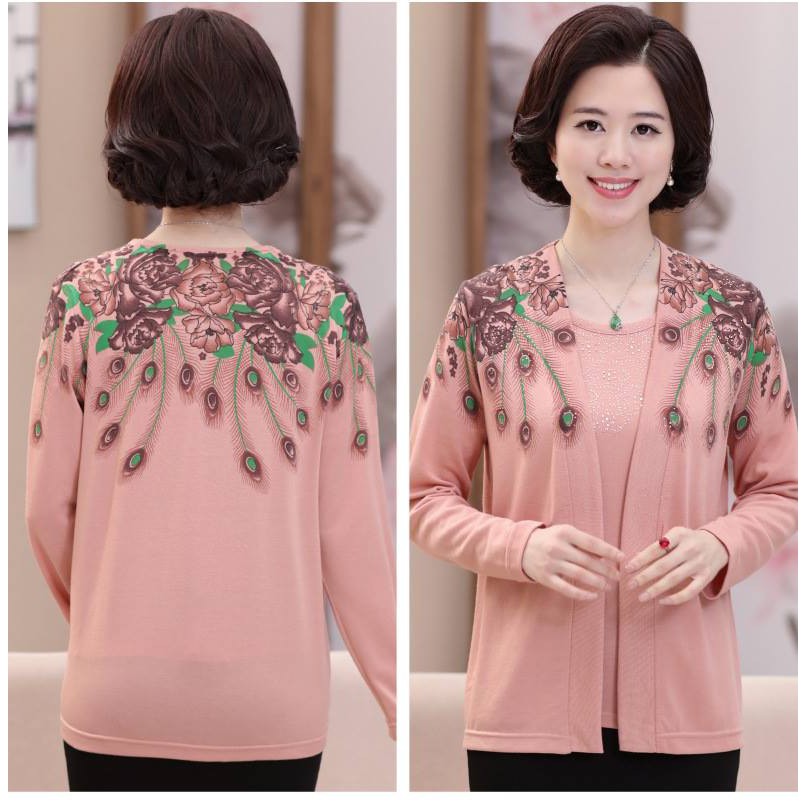 Áo khoác len mỏng trung niên - Áo cardigan len họa tiết hoa có size 4XL - Vincent shop