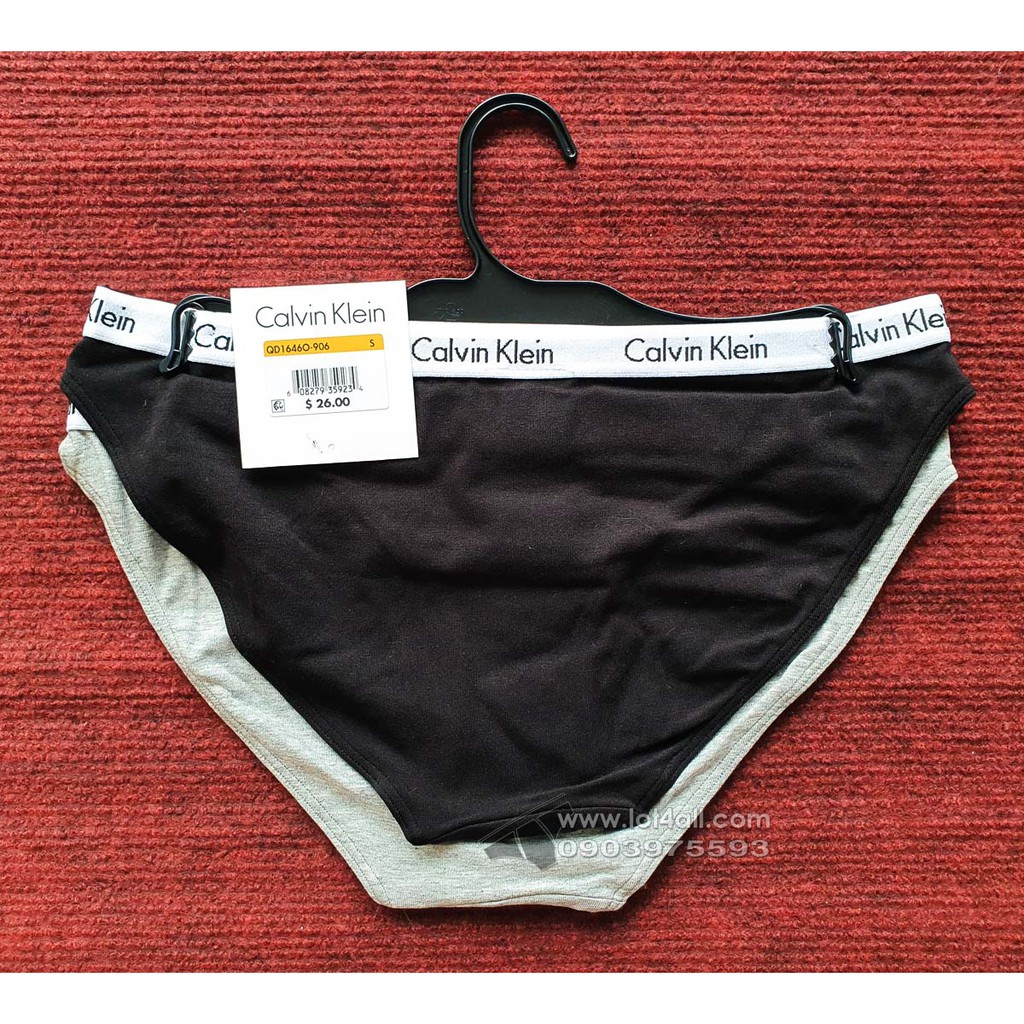 [CHÍNH HÃNG] Quần lót nữ Calvin Klein QD1646O Logo Waist Bikini Panty 2-pack Black/Grey