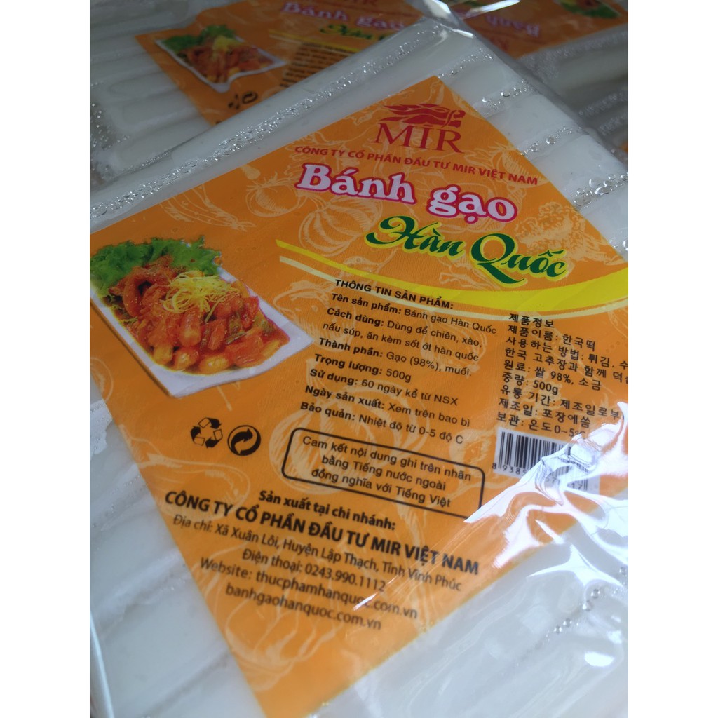 500g BÁNH GẠO TƯƠI TOKBOKKI HÀN QUỐC THÍCH HỢP LÀM MÓN BÁNH GẠO XÀO CAY TOKBOKKI