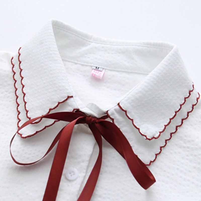 Korean Style Sweet Lace-up Bow Women's Blouse Fashion Casual Stripe Print Double-layer Blouses | BigBuy360 - bigbuy360.vn
