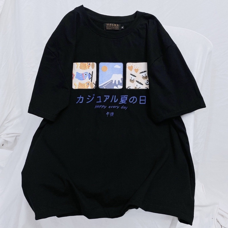 Áo Thun Tay Lỡ Unisex Happy màu ĐEN/TRẮNG /Nam nữ unisex❤️ Áo phông cổ tròn Jaystoree | BigBuy360 - bigbuy360.vn