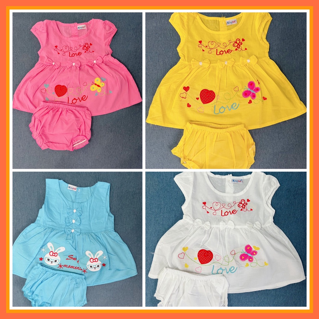 Váy, đầm bé gái mùa hè chất cotton thoáng mát nhiều hoạt tiết dễ thương kèm quần chip