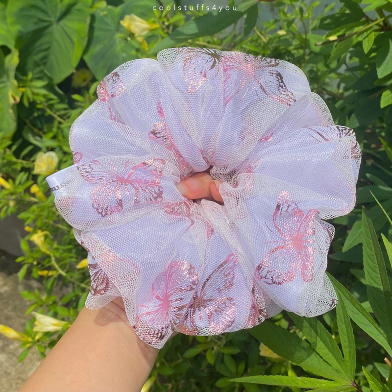 Đồ buộc tóc scrunchies voan 2lớp bigsize siêu to 🦋Nabi