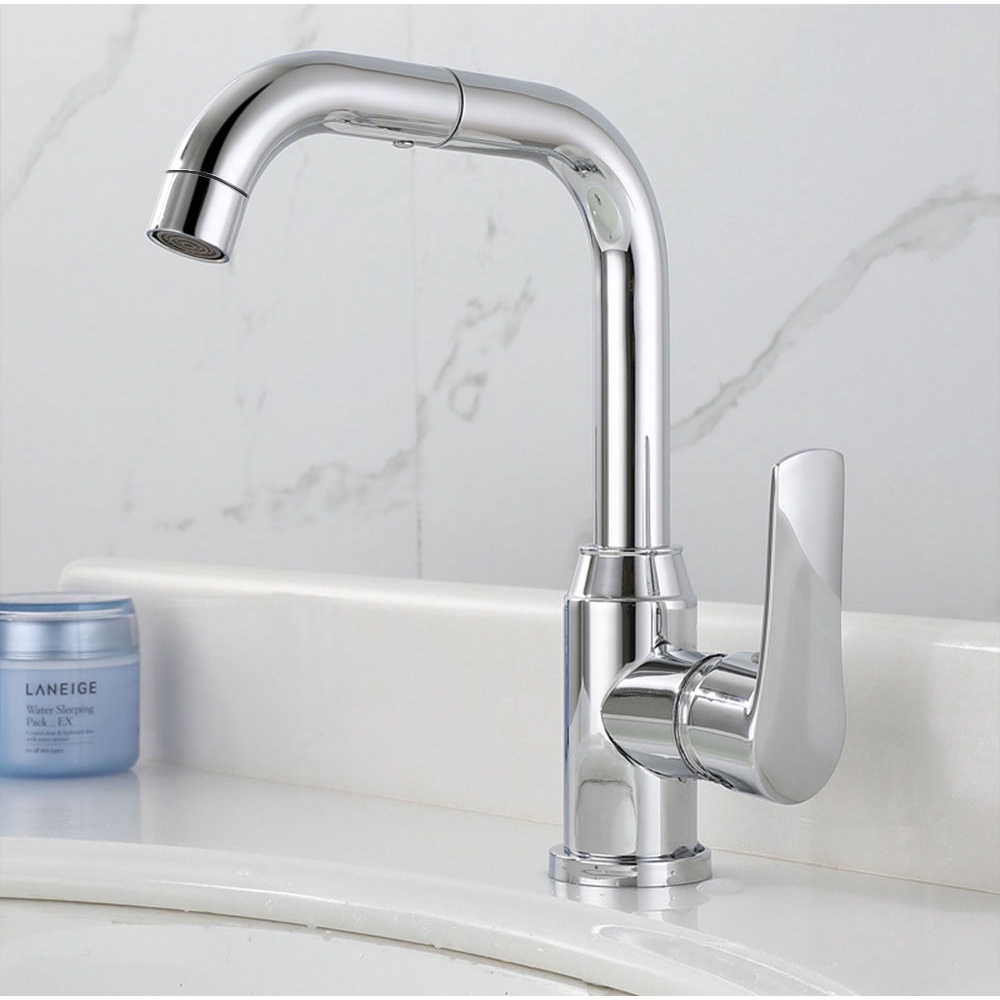 Vòi Bếp 360° Vòi Nước Nóng Lạnh Bằng Thép Không Gỉ Cho Nhà Bếp