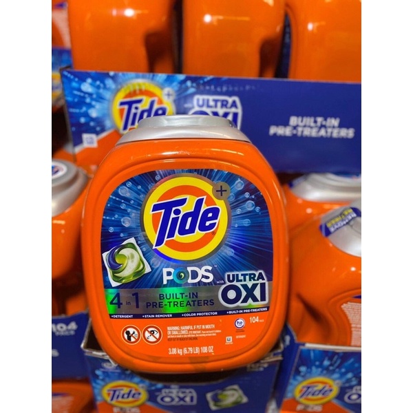Viên giặt xả Tide Plus Downy 104 viên.