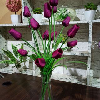 Hoa tulip lụa cành 5 bông