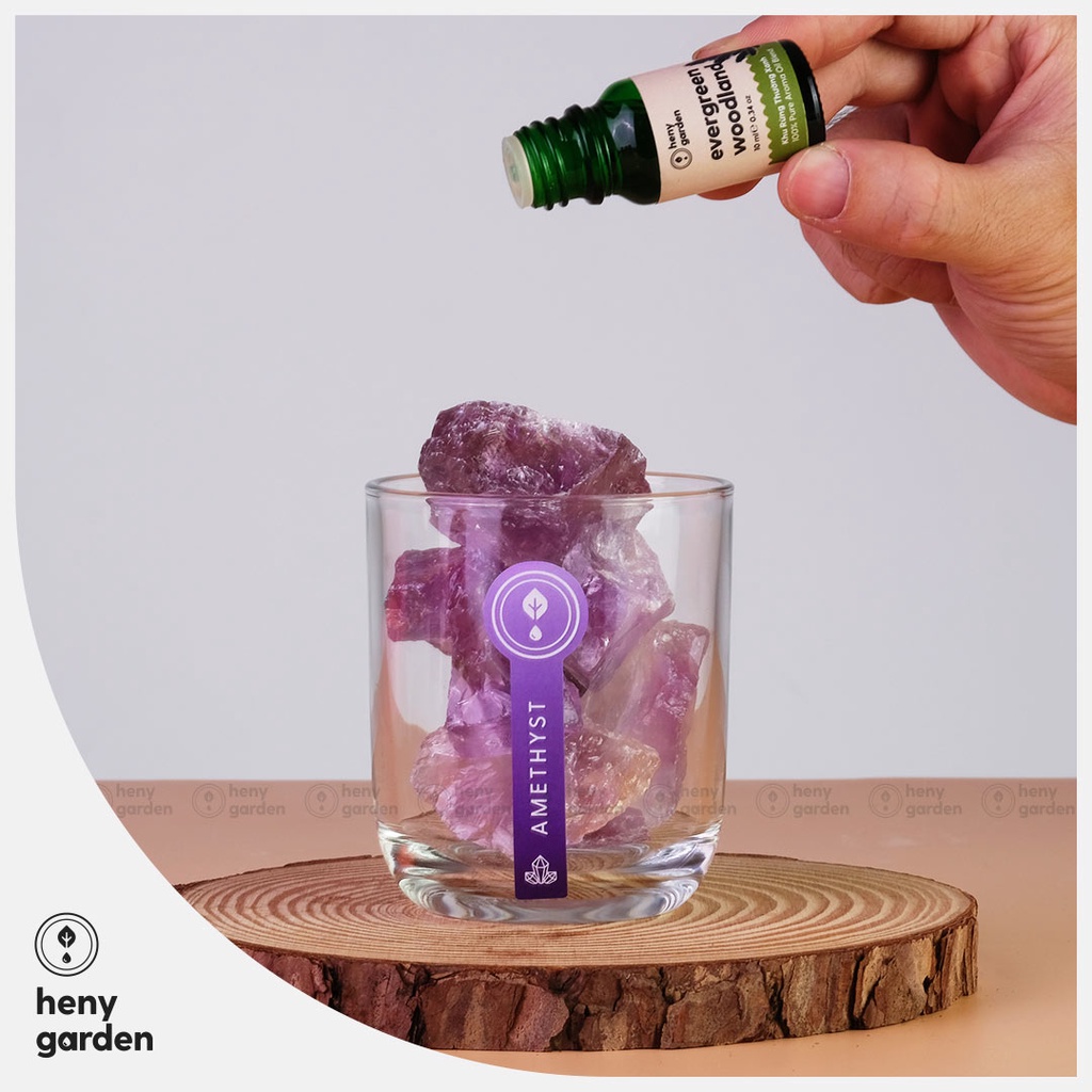 Đá Khuếch Tán Tinh Dầu Thơm Phòng Pha Lê Amethyst Heny Garden Thay Thế Máy Xông, Làm Sạch Không Khí