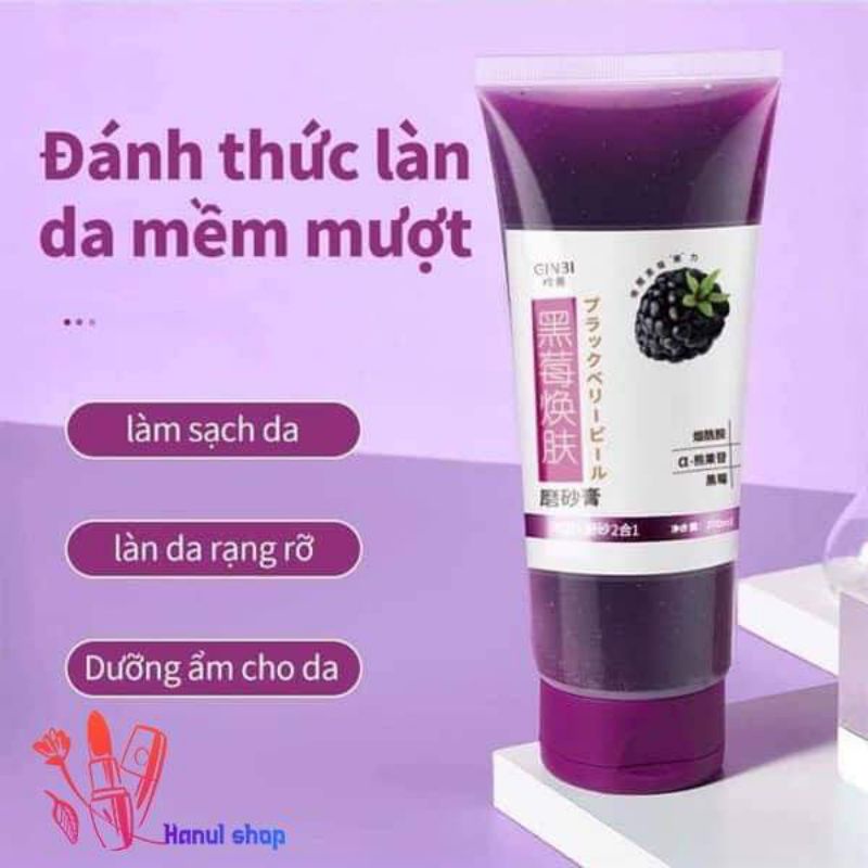 Gel tẩy tế bào chết toàn thân mâm xôi đen ginbi 200ml | Chiết xuất mâm xôi