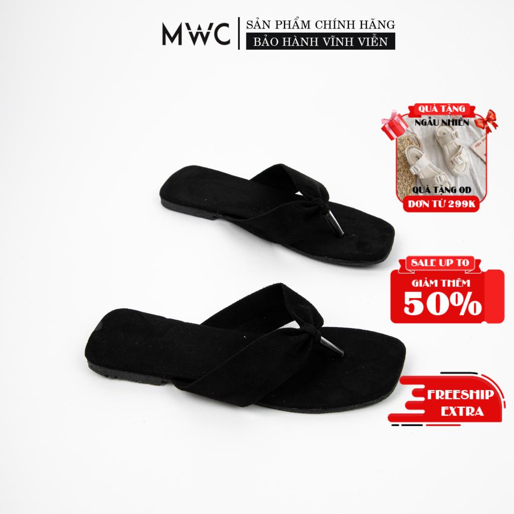 Dép Nữ MWC Đế Bệt Quai Kẹp Bản To Trơn Xinh Xắn NUDE- 8088