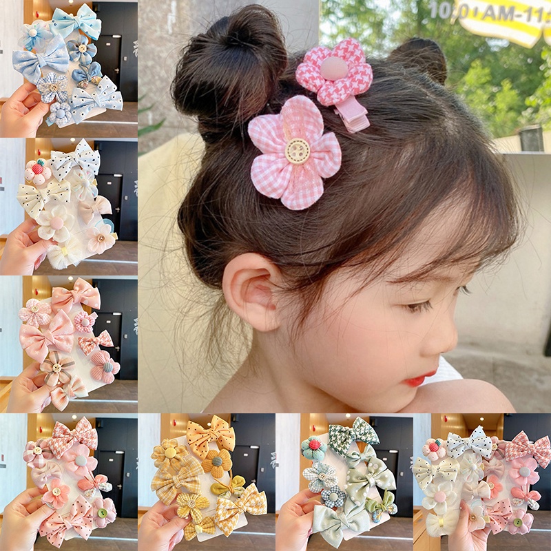 Set 8 Kẹp Tóc Hình Hoa Dễ Thương Cho Bé Gái