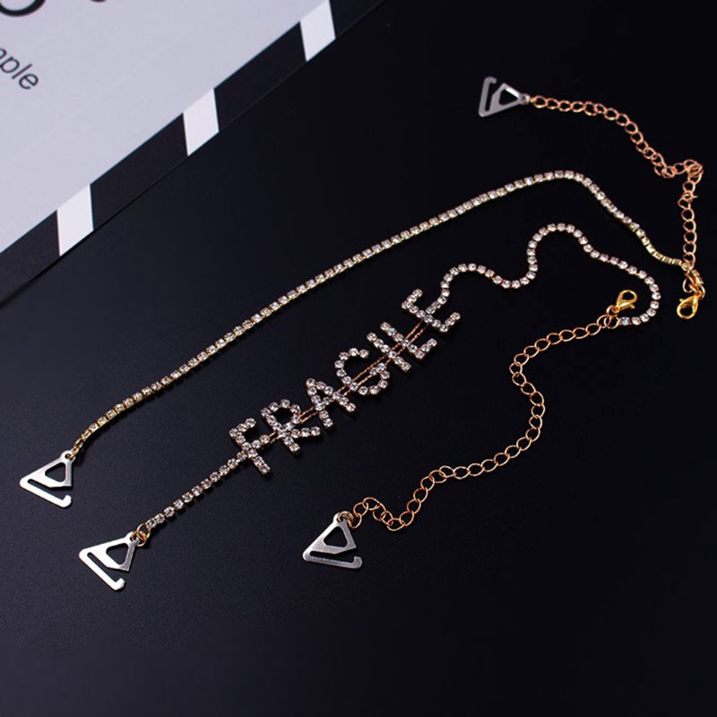 Dây áo ngực đính đá hình ký tự chữ cái kiểu dáng thời trang