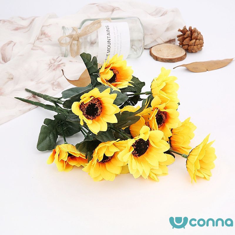 (Y） Beauty Fake Sunflower Artificial Silk Flower Bouquet Home Floral Decor (Y）