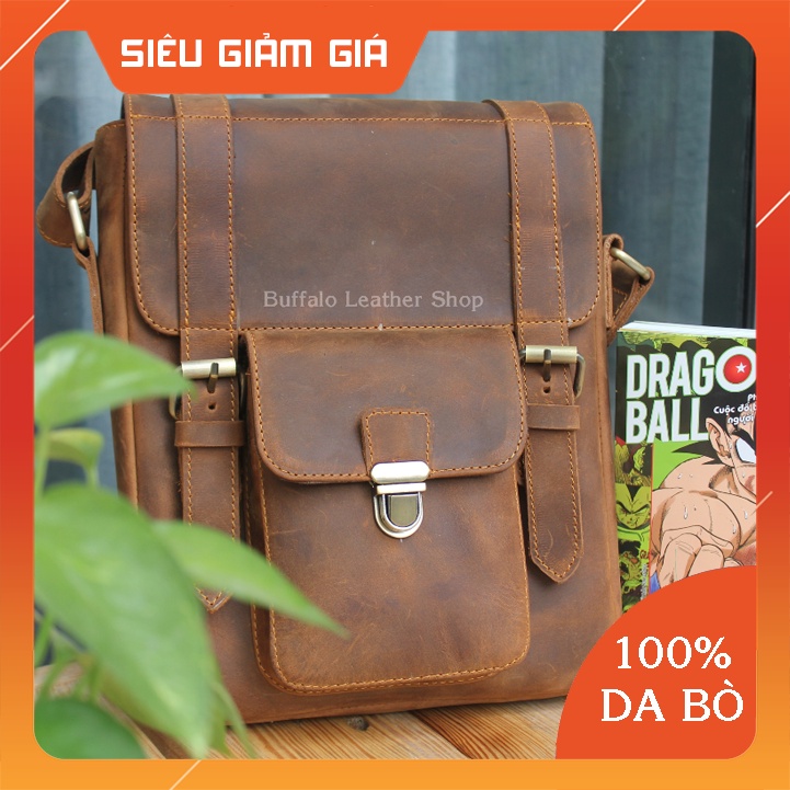 Túi Đeo Chéo Da bò Buffalo Leather BF101 - Da Sáp ngựa điên