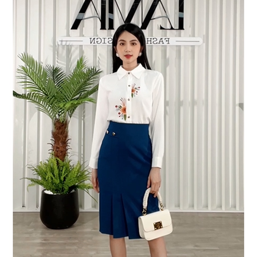 Lamia Design Áo Sơ Mi Thêu Phối Chân Váy Tinh Tế