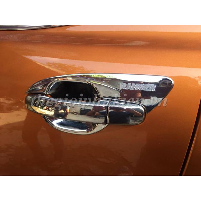 Bộ ốp tay nắm, hõm cửa xe Ford Ranger - mạ Crom