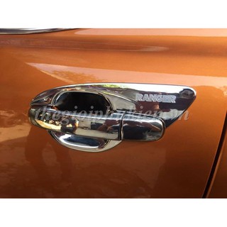 Bộ ốp tay nắm, hõm cửa xe Ford Ranger - mạ Crom