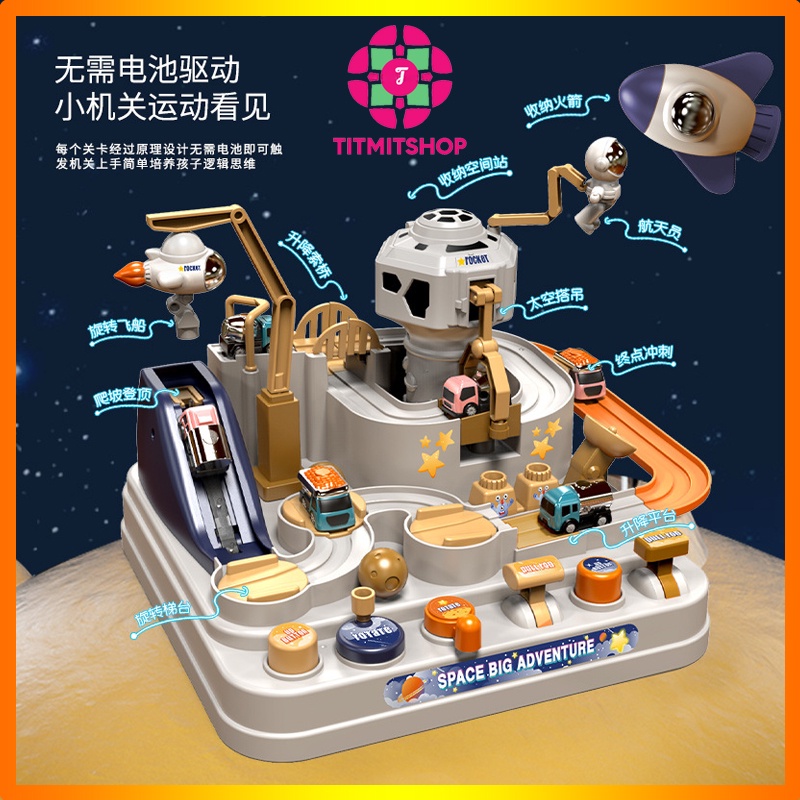 Đồ chơi ô tô đĩa bay trạm vũ trụ không gian, đường đua ô tô trên trạm vũ trụ không gian điều khiển bằng tay cho bé