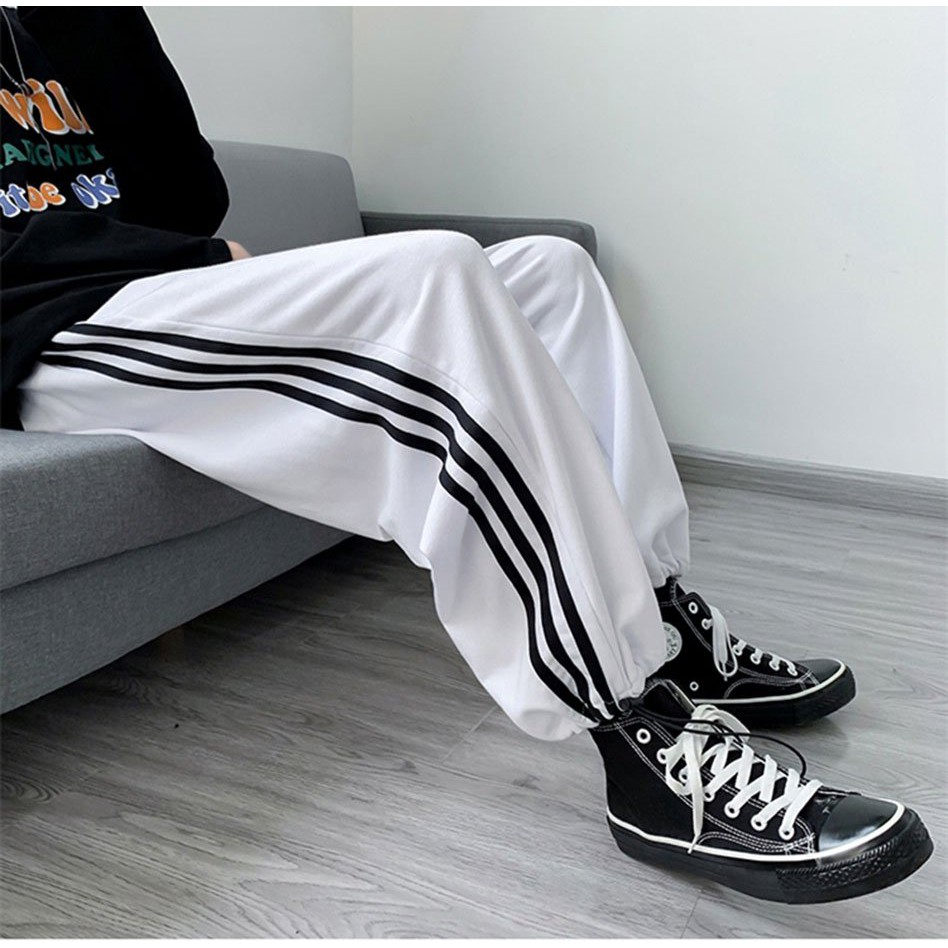 [ HÀNG ĐẸP ] Quần jogger BÓ CHUN RÚT GẤU 3 SỌC thể thao unisex nam nữ ống rộng hiphop | BigBuy360 - bigbuy360.vn