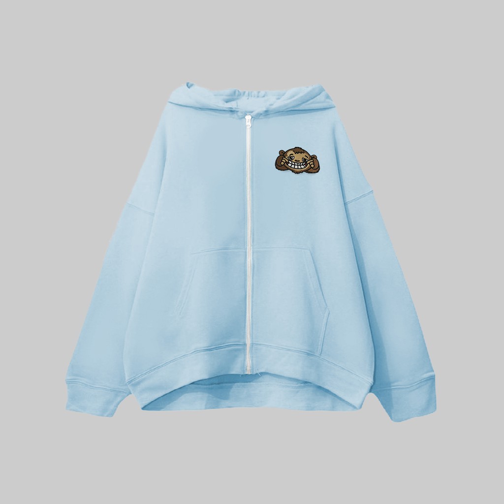 Áo Khoác Hoodie Zip LocalBrand BLACK MONKEY - Smile Monkey hình Thêu form rộng chống nắng