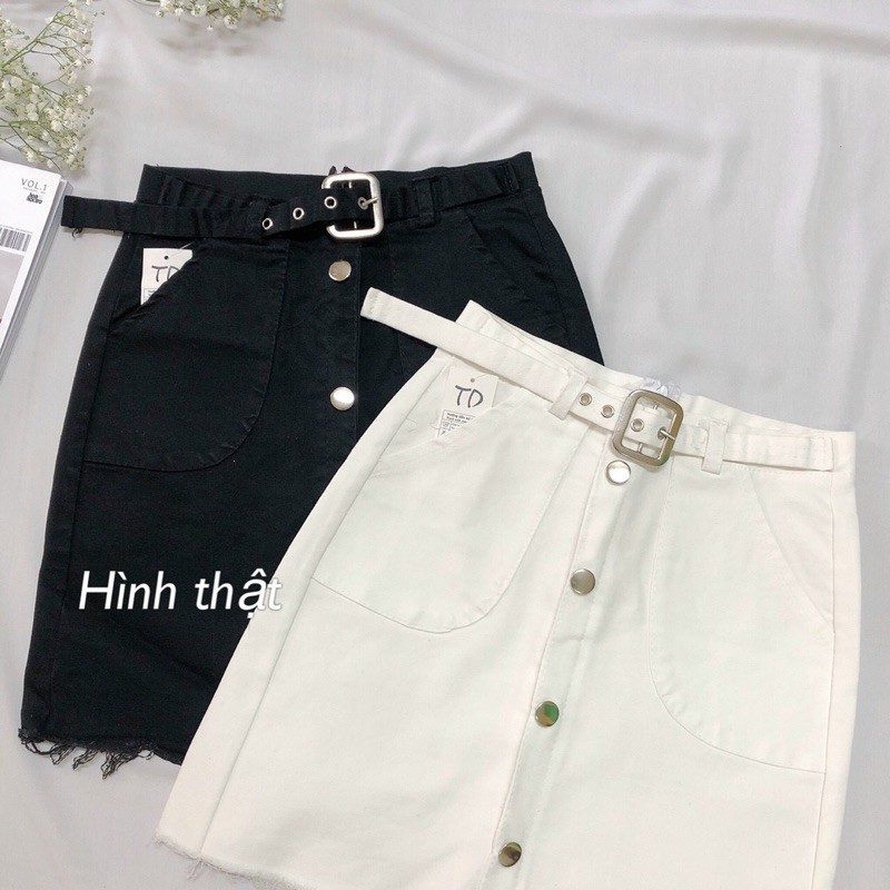 Chân váy kaki lệch tà phối nịt khoen bụng | BigBuy360 - bigbuy360.vn