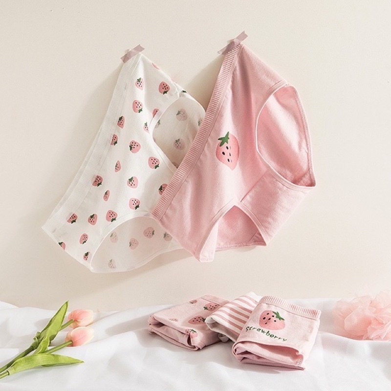 Quần Lót Cotton Co Dãn 4 Chiều Dâu Cute 40-80kg