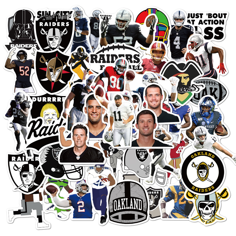 Set 50 miếng sticker hình đội bóng bầu dục Oakland Raiders graffiti dán trang trí chống thấm