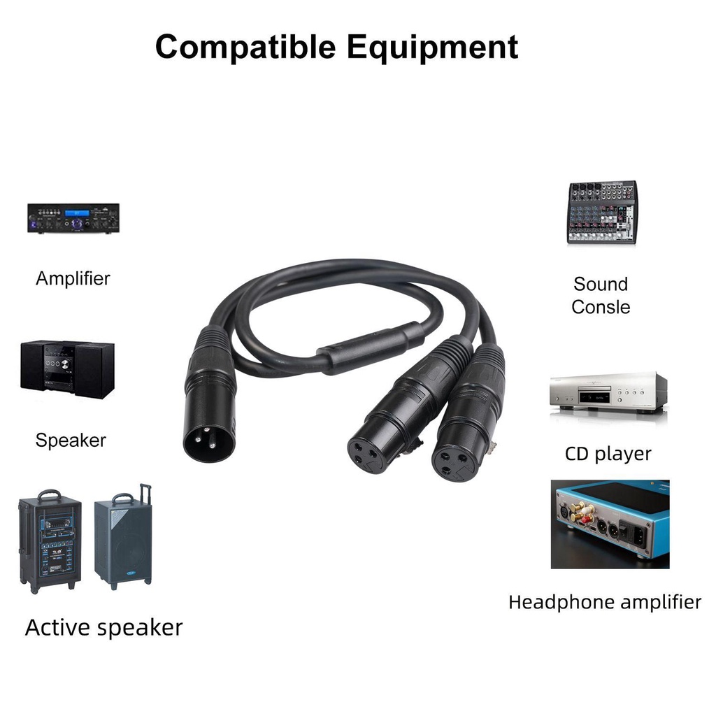 JONYE Cáp Chia Âm Thanh 50cm XLR 3Pin Sang Ổ CắM KéP