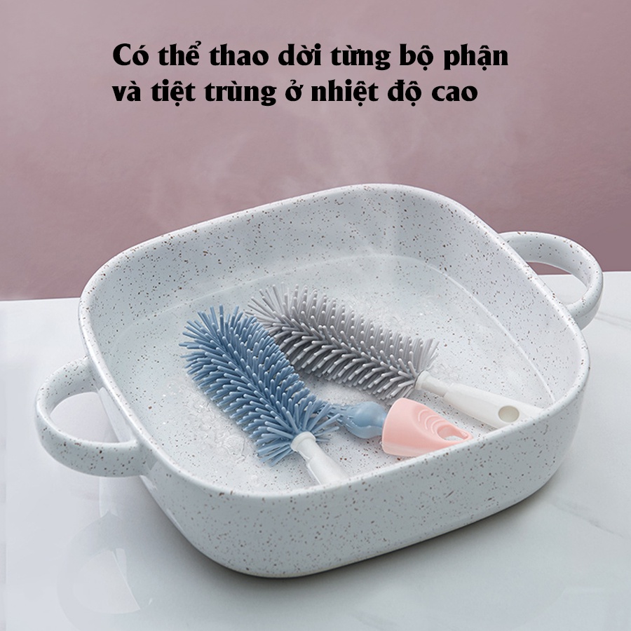 Bộ cọ rửa bình sữa silicon 5 chi tiết AAG613 vệ sinh bình sữa, ống hút an toàn tiện lợi cho bé