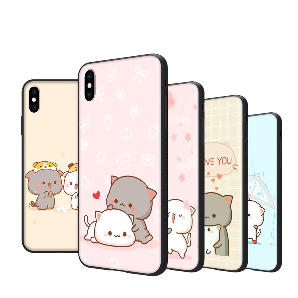 Ốp điện thoại mềm họa tiết chú mèo chibi dễ thương cho iPhone 5 5s 6 6s Plus 7 8 SE X XR XS Max