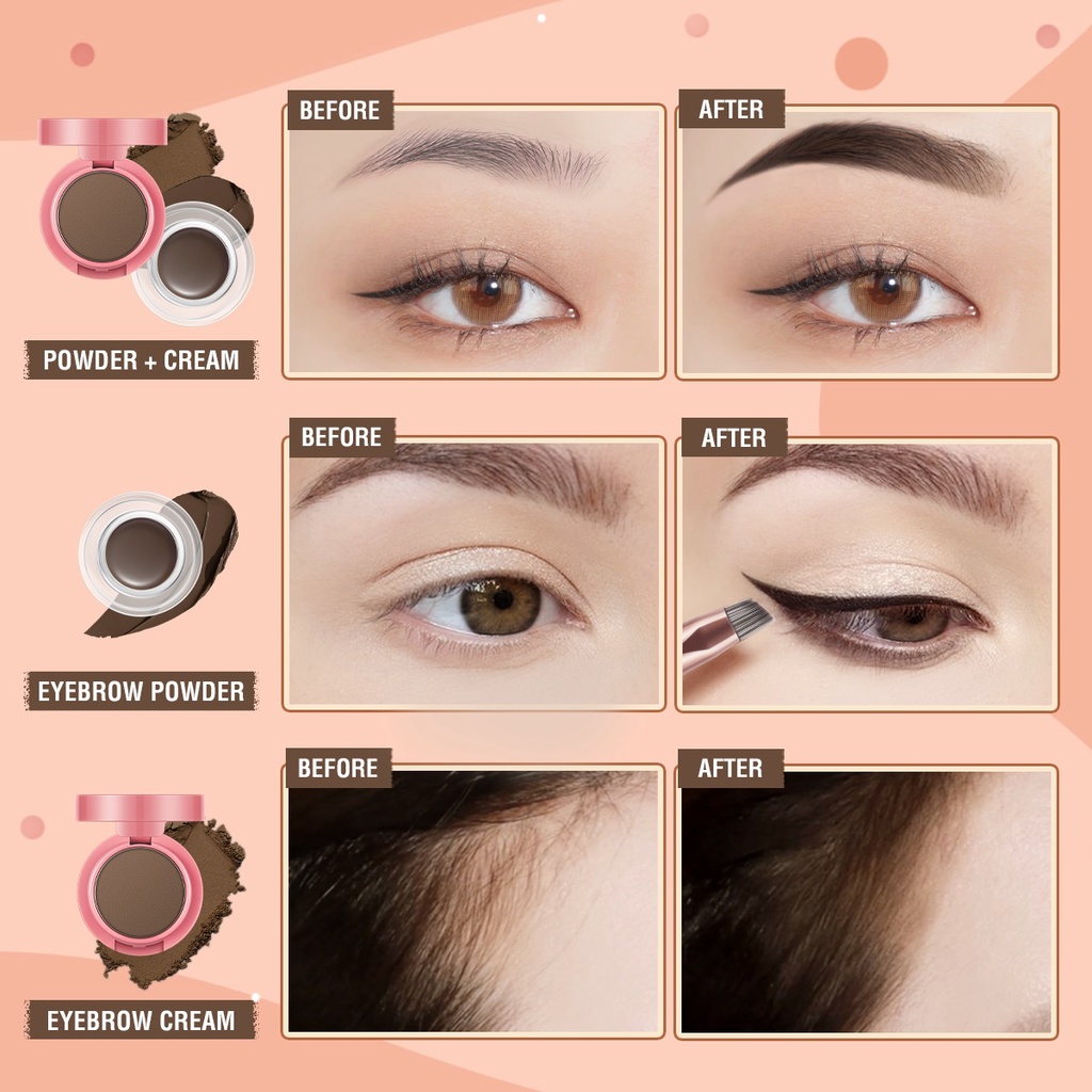 Kem kẻ lông mày Pinkflash hiệu ứng 2 trong 1 dạng gel bột không thấm nước chống lem lâu trôi đa công dụng 50g