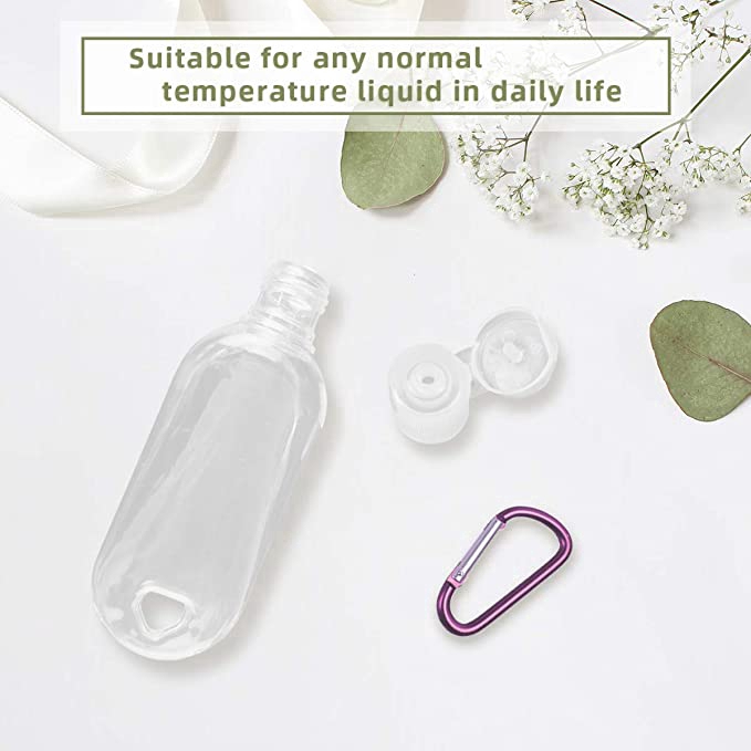30/50ml Portable Reusable Empty Sanitizer Hook Bottles/ Mini Transparent Keychain Spray Bottle/ Leakproof Plastic Travel Bottling
