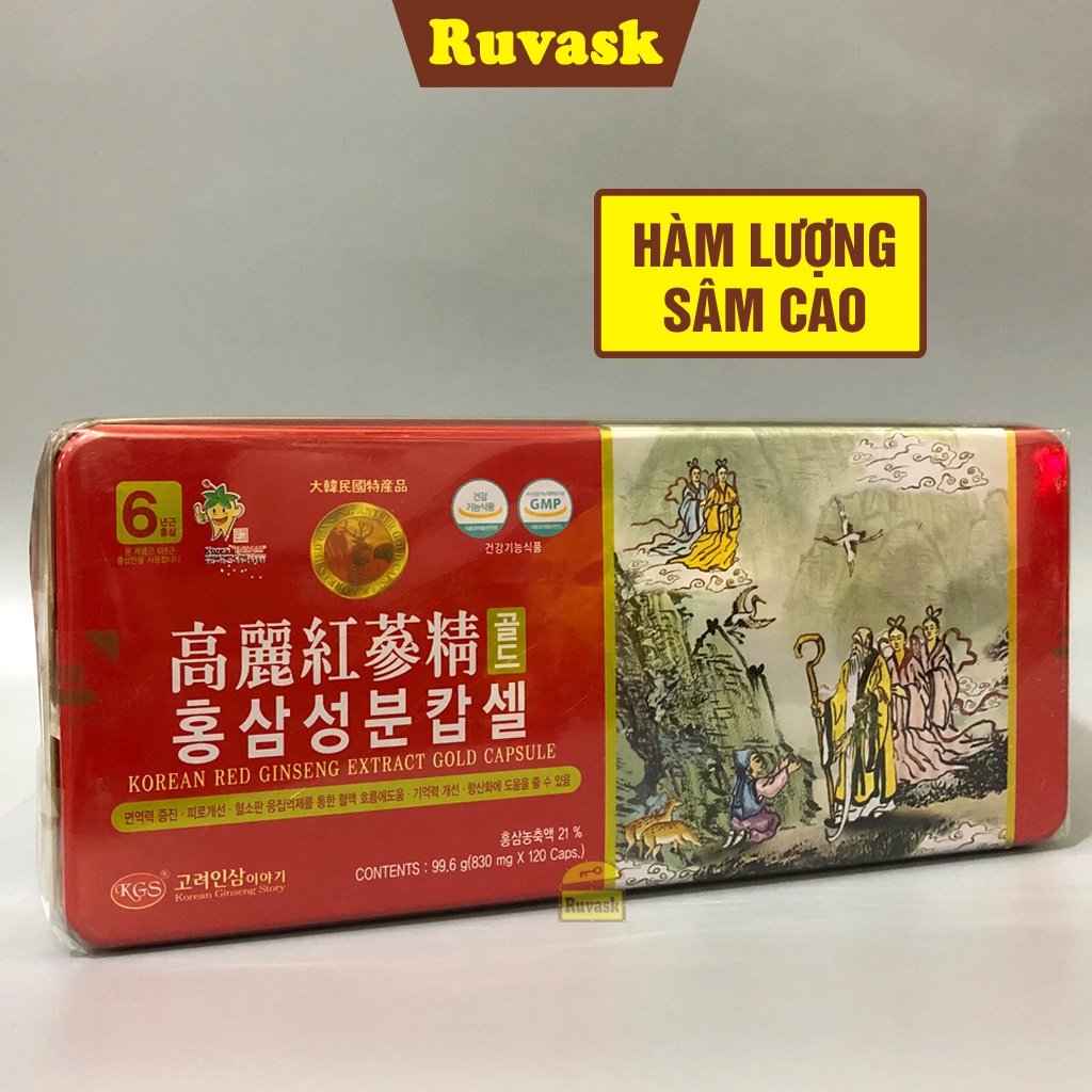 Sâm Hàn Quốc CHÍNH HÃNG - Viên Đạm Hồng Sâm Nhung Huơu Nấm Linh Chi Hàn Quốc 6 Năm Tuổi Tổng Hợp - Nhân Sâm Ruvask