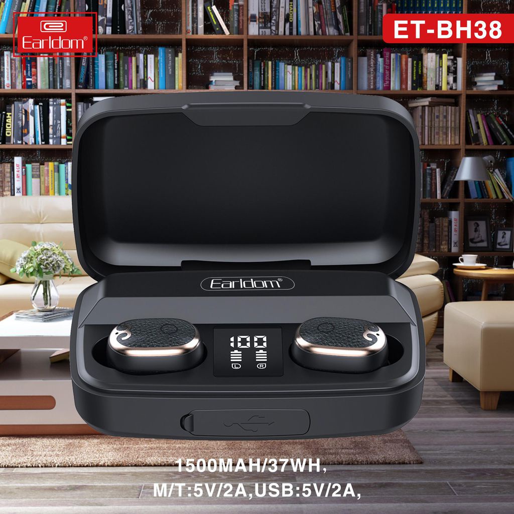 🛑 CHÍNH HÃNG EARLDOM 🛑 Tai Nghe Bluetooth Kèm Sạc Dự Phòng True Wireless Earldom ET- BH38 Chống Nước Cực Tốt | PKTM247VN