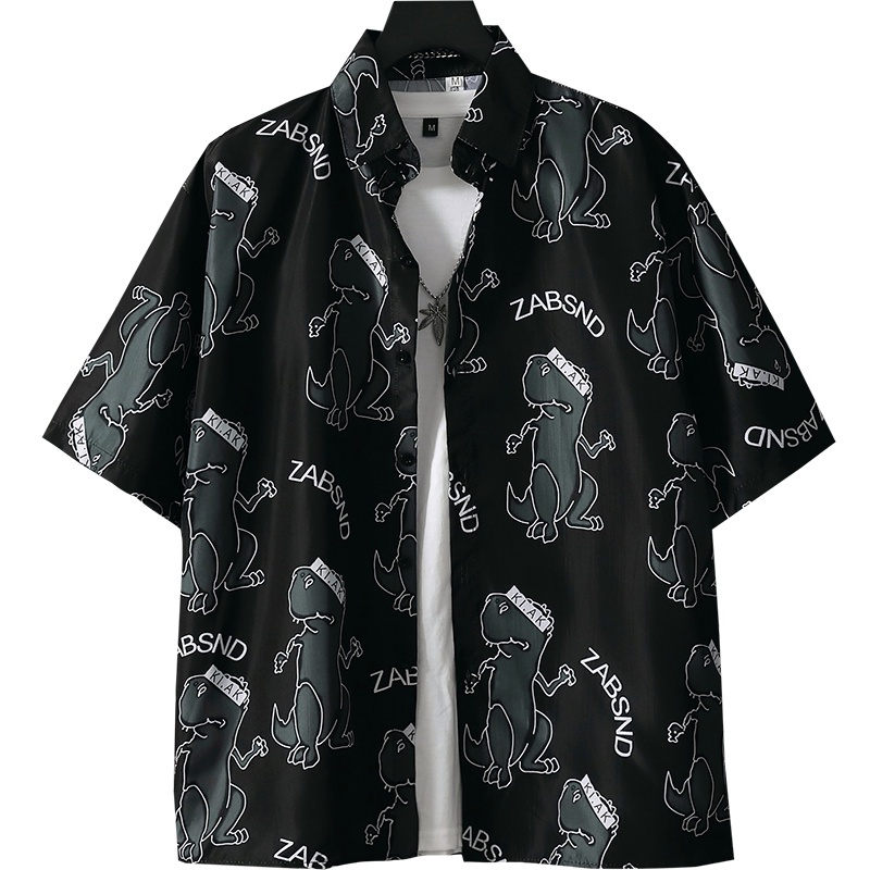 Áo Sơ Mi Tay Ngắn In Họa Tiết Khủng Long Thời Trang Hàn Quốc Chất Lượng Cao Dành Cho Nam 2022