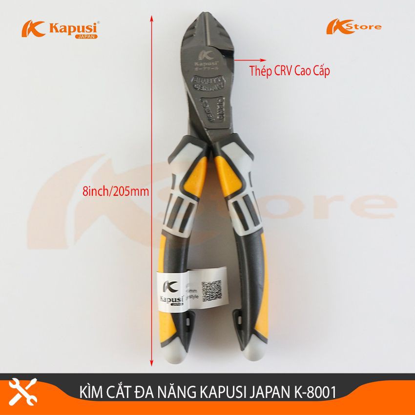 Kìm Cắt Dây Điện Đa Năng Cao Cấp Kapusi Japan K-8001, Kềm Cắt Dây Điện Dây Kẽm Siêu Khỏe,Siêu Bền Hàng Nội Địa Nhật