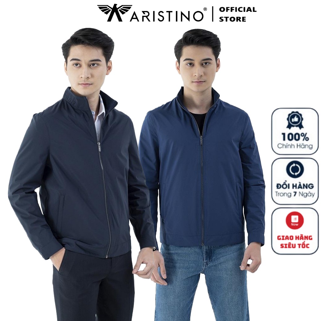 Áo khoác gió nam 2 lớp Aristino AJK009W1 Jacket dáng suông vừa bo tay bo gấu tiện lợi vải Polyester bền màu sắc nét