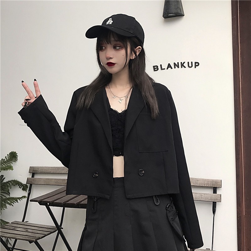 ☃♗✸(Video thật) Áo Blazer dáng ngắn cá tính, độc đáo | Vest Crotop công sở đi làm chơi thiết kế thời trang