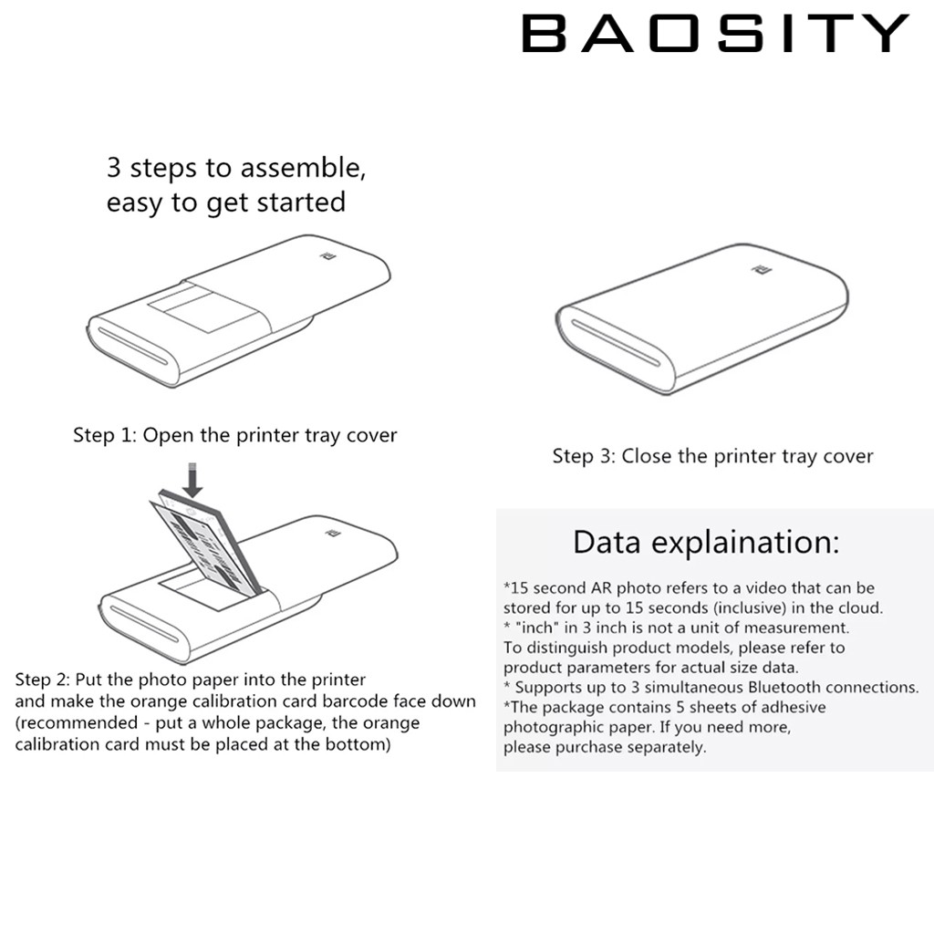 50 Tờ Giấy In 2x3 "Cho Máy In Xiaomi Mi Ar