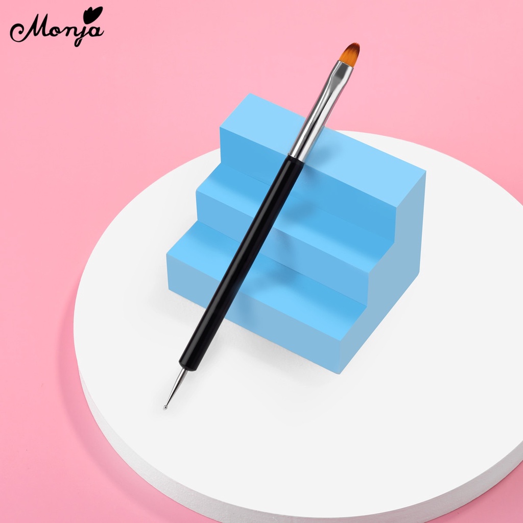 Cọ làm móng nghệ thuật MONJA màu đen hai đầu đính đá trang trí móng