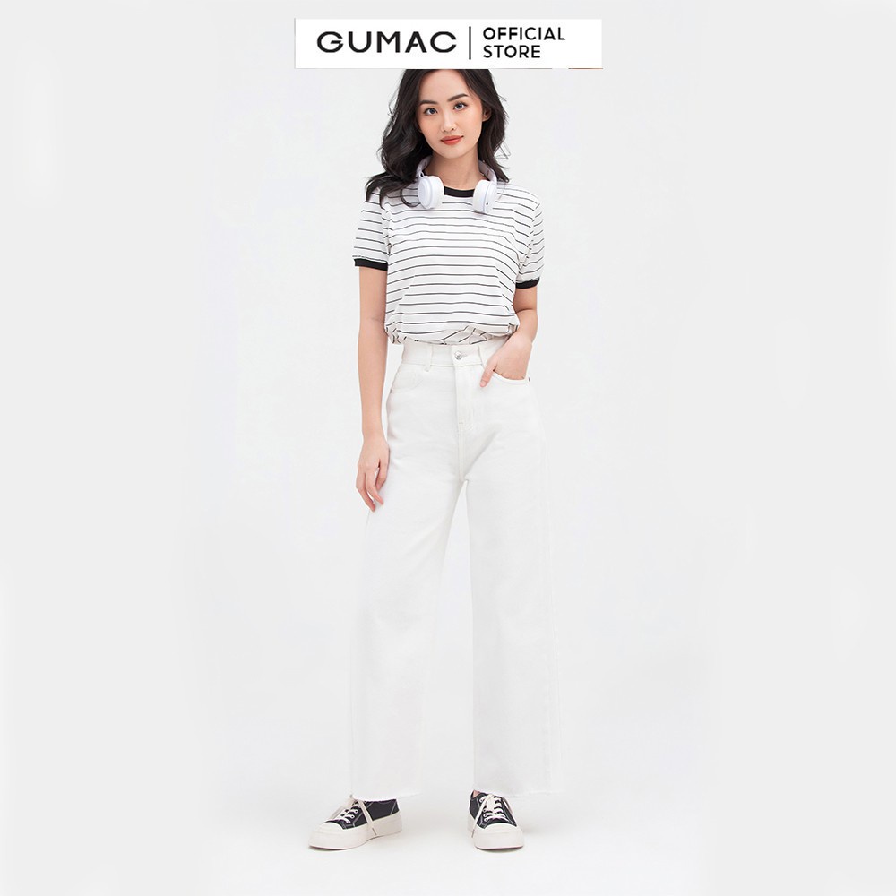 Quần jeans nữ rộng phối GUMAC nhiều màu trẻ trung QJB879 | WebRaoVat - webraovat.net.vn