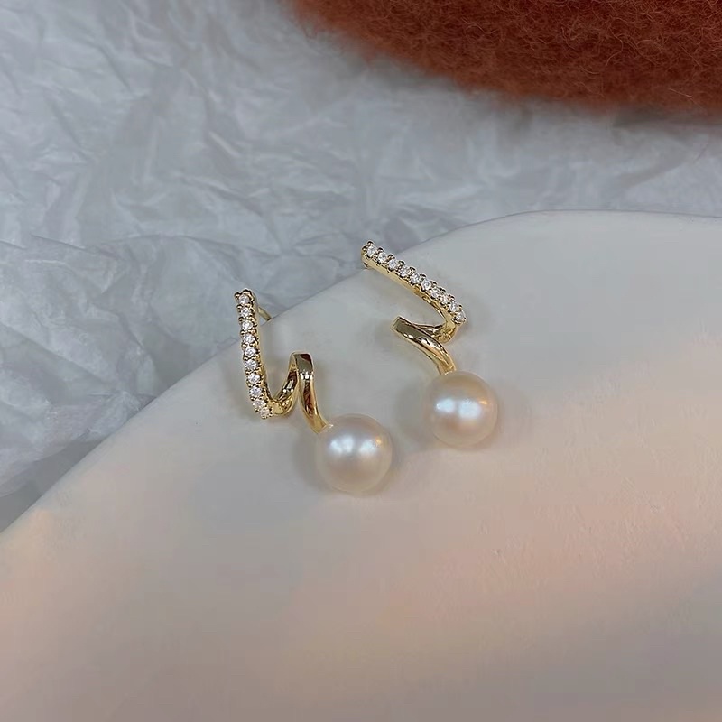 Bông tai đá  ngọc trai nhân tạo