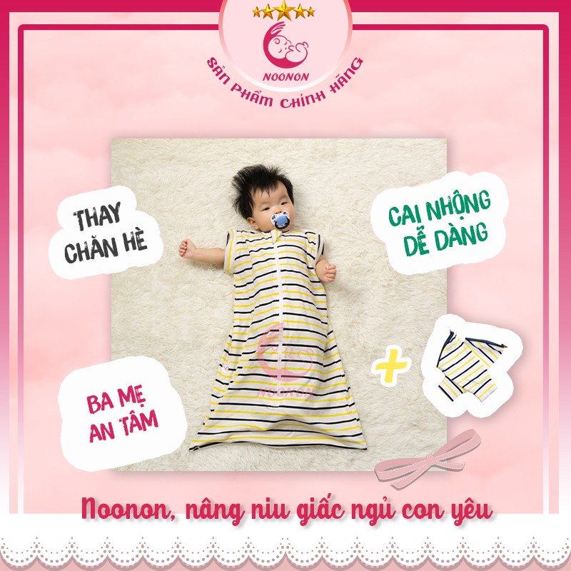 Túi Ngủ Cho Bé NOONON Chính Hãng - Túi Ngủ Cao Cấp Ống Tay Có Thể Tháo Rời - Túi Hè Thu Đông Cho Bé 3 Tháng Tới 5 Tuổi.