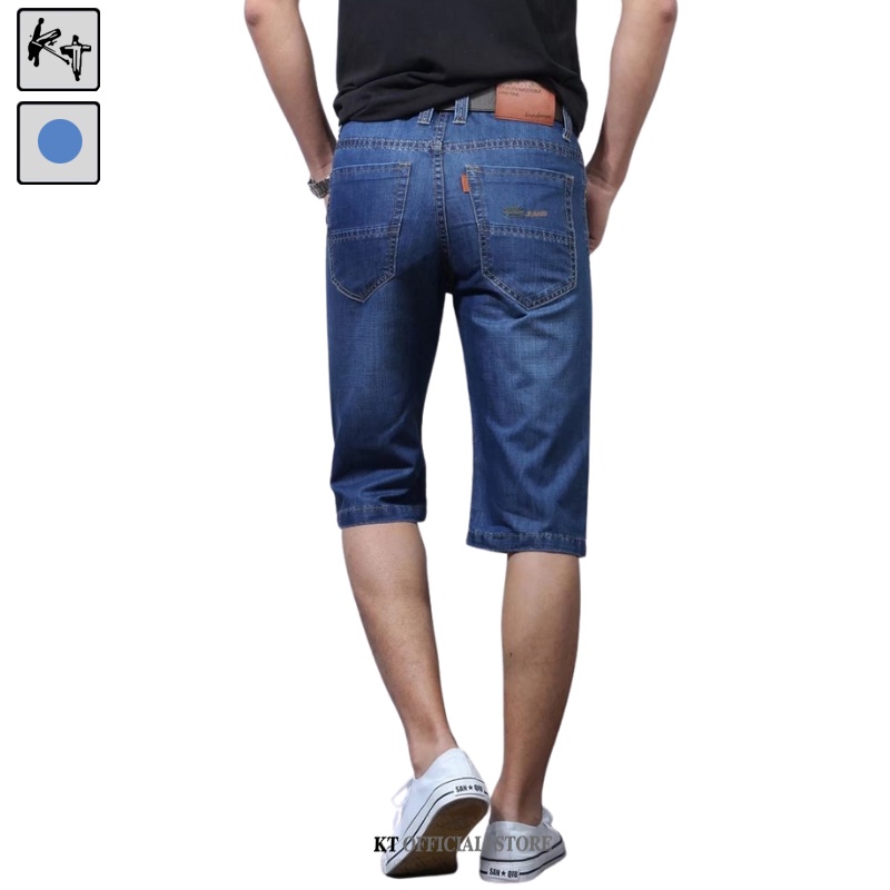 Quần Short Denim Xanh Dương Bạc Màu Dáng Ôm Size Lớn Thời Trang Nam 28-38 Phiên Bản Hàn Quốc-KT2006