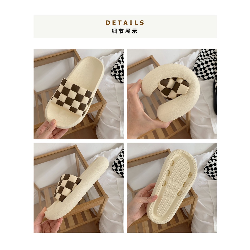 Dép quai ngang nam nữ kẻ ô cờ trendy - US721