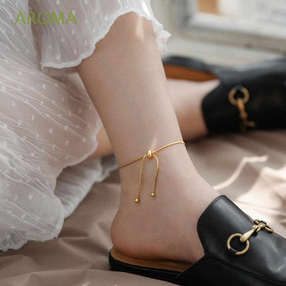 Vòng Đeo Tay Thiết Kế Đơn Giản Có Thể Điều Chỉnh|Vòng Đeo Cổ Chân 22cm Phối Hạt Nhiều Màu Sắc Dễ Thương Cho Nữ