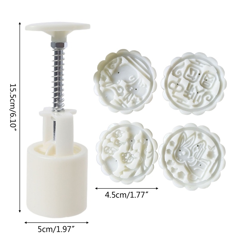 Bộ Khuôn Đóng Dấu Làm Bánh Trung Thu Kèm 4 Khuôn Hình Thỏ DIY