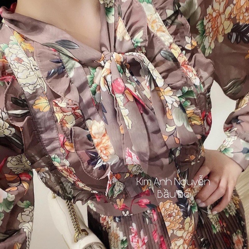 [Mã WAMT1505 giảm 10K đơn 0K] Đầm Dập Ly Hoa Nâu | BigBuy360 - bigbuy360.vn