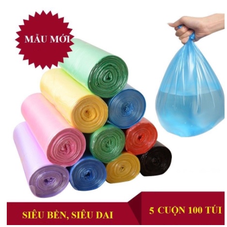 Combo 5 bao túi nilon đựng rác LOẠI MỚI 100 túi