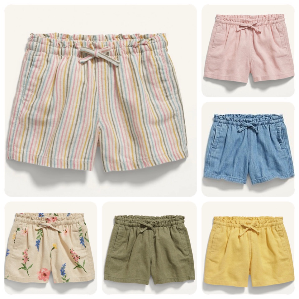 Quần short linen Oldnavy cạp chun nhỏ nhiều màu BG 1-5y